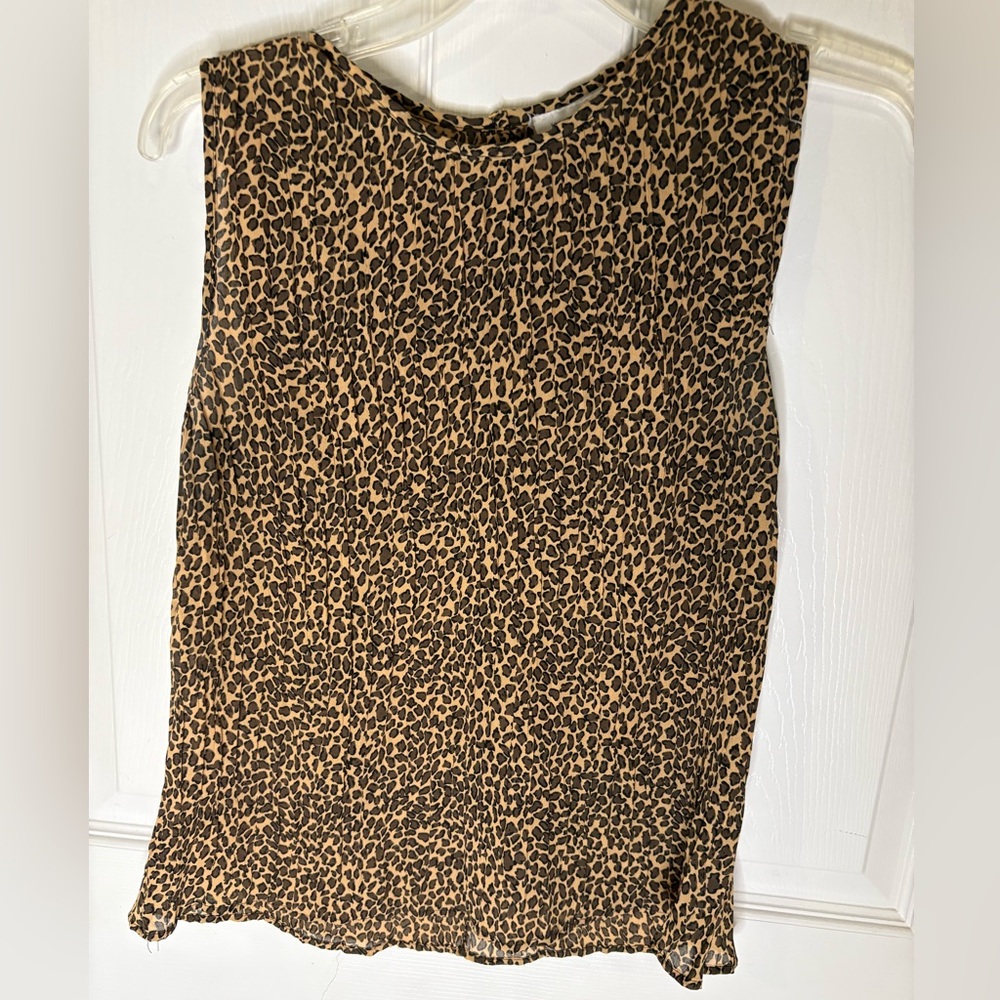 Jessica Lauren Leopard Print Sleeveless Women's Shirt Blouse Sz S